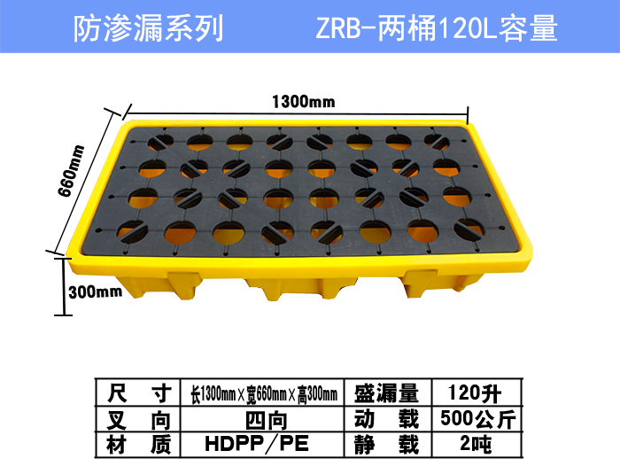 120升兩桶防滲漏托盤參數圖