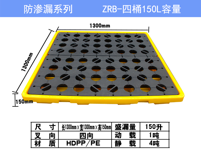 四桶150L防滲漏托盤參數(shù)圖